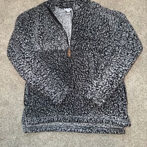 Time and Tru Black and Gray Fleece Jacket